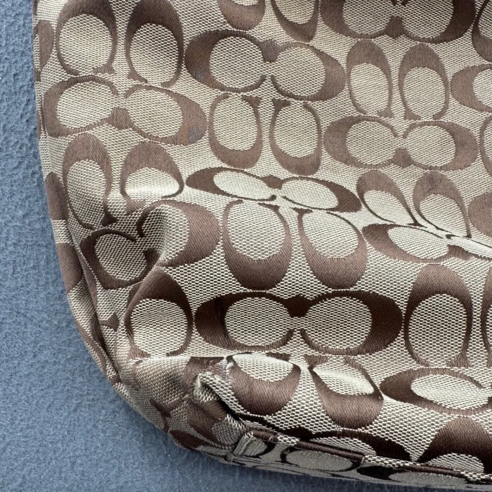Coach Signature C Hobo Y2K Bag Medium Brown Gold F14691 Jacquard Shoulder Preppy